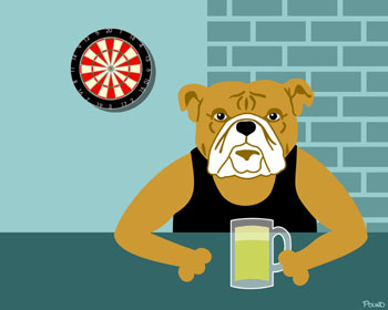Bulldog Beer Bar Pub Darts Original Dog Pop Art Print