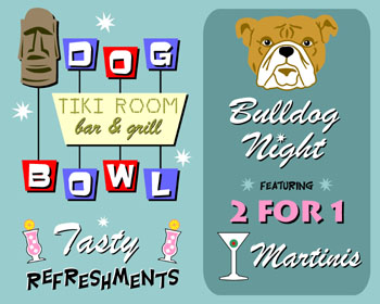 Bulldog Dog Bowl Bowling Pop Pop Art Martini Print