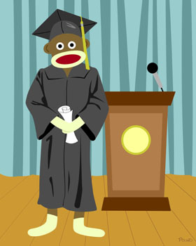 Sock Monkey Graduate Graduation Grad Pop Art Print