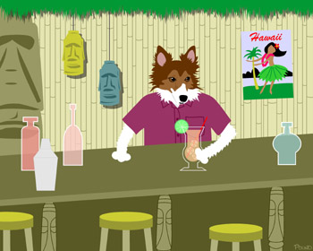 Sheltie Shetland Sheepdog Dog Tiki Bar Pop Art Print