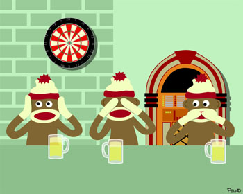 Sock Monkey Hear Speak See No Evil Pop Art Print